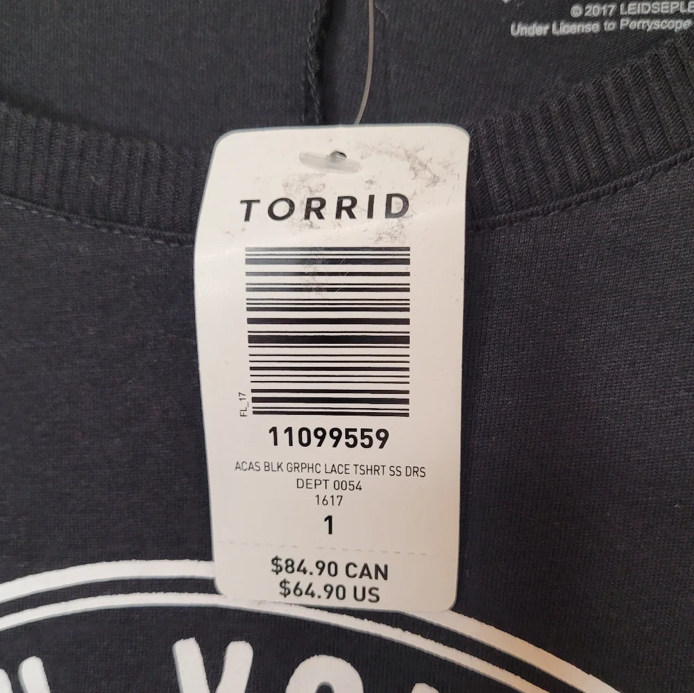 Torrid AC/DC Black Graphic T-Shirt Dress With Lace Hem Sz 1X NWT - Picture 4 of 5